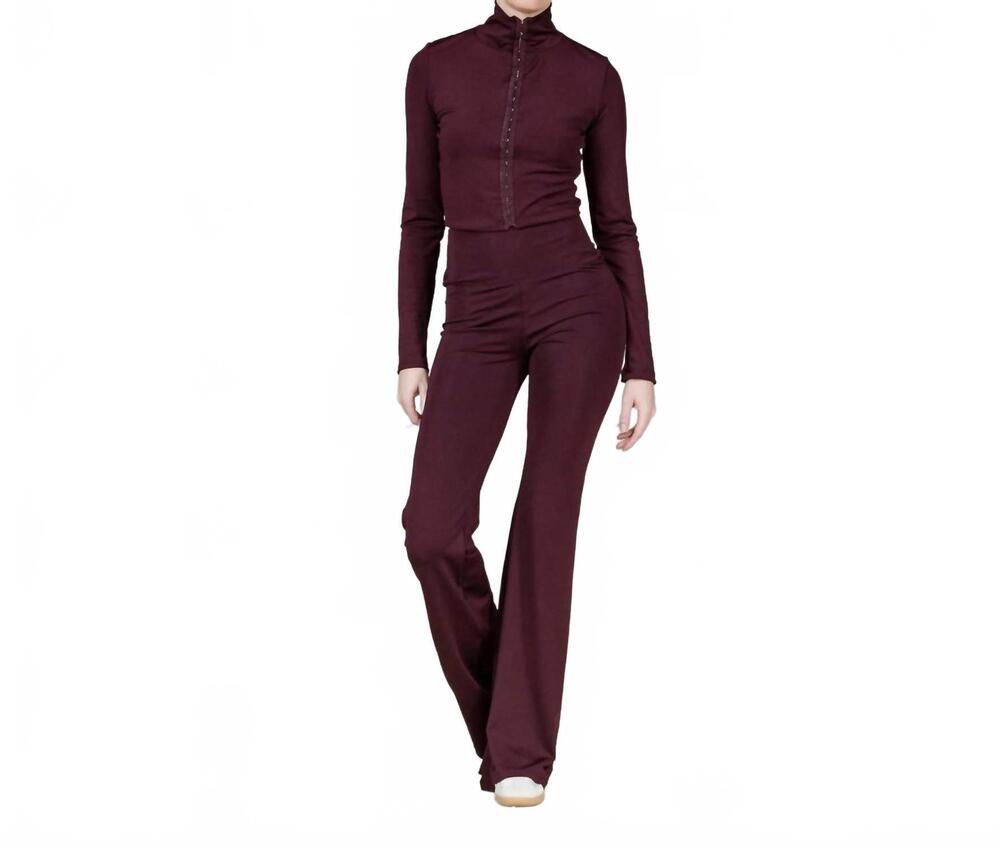 NEW STANDPOINT TOP long sleeve two-piece set in wine red/burgundy